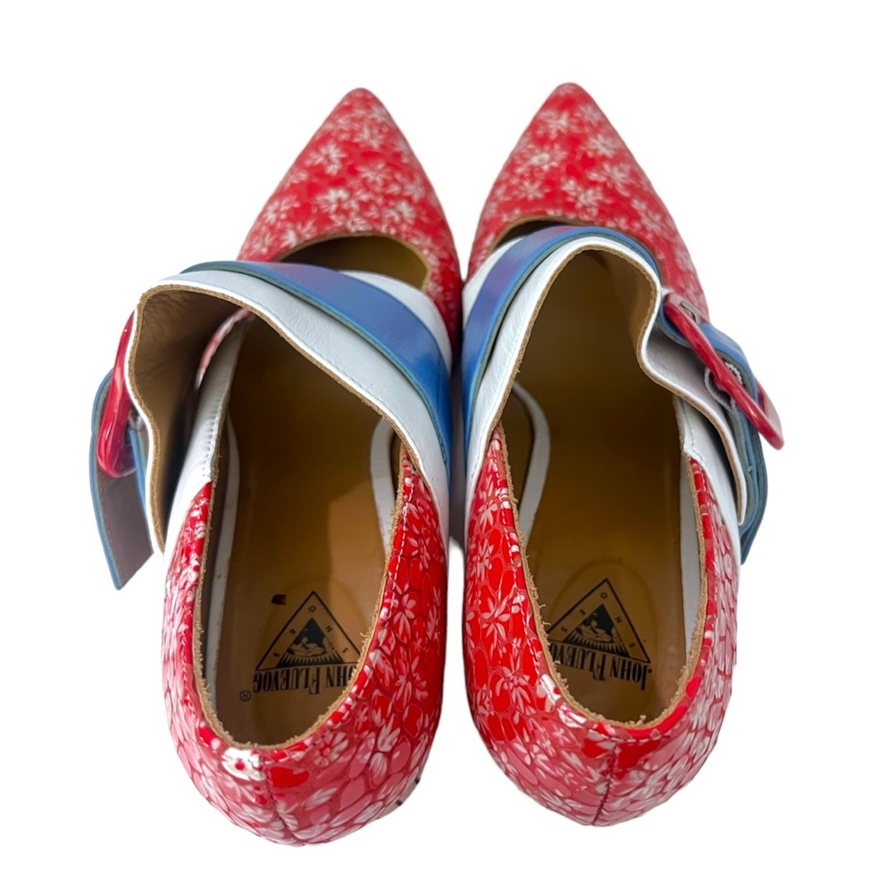 John Fluevog Red Floral Felicity Vintage Inspired Mary Janes Sz 9.5 (No BOX) - Picture 10 of 13